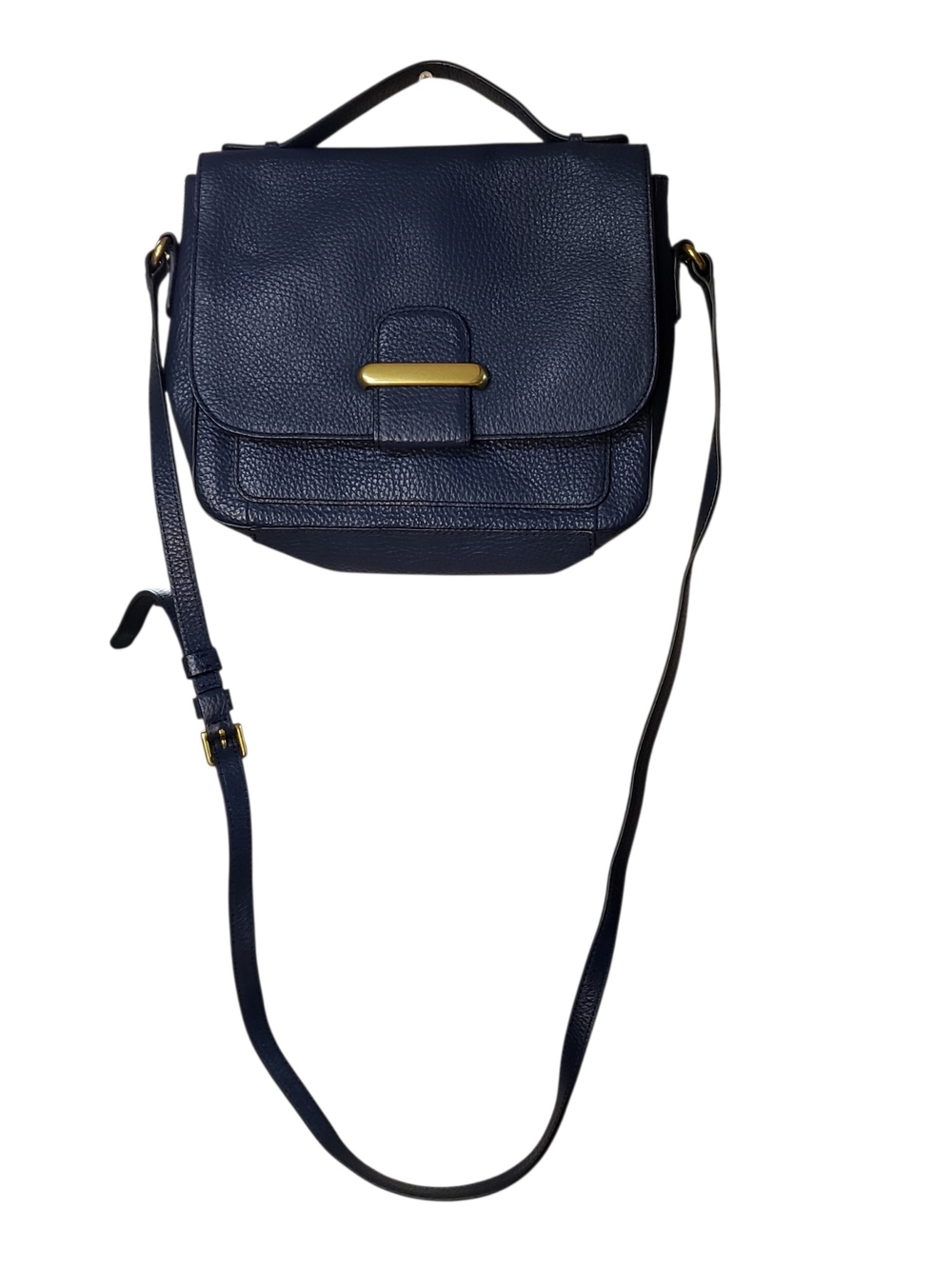 Fossil Navy Blue Pebbled Leather Crossbody Satchel - Elegant Everyday Bag